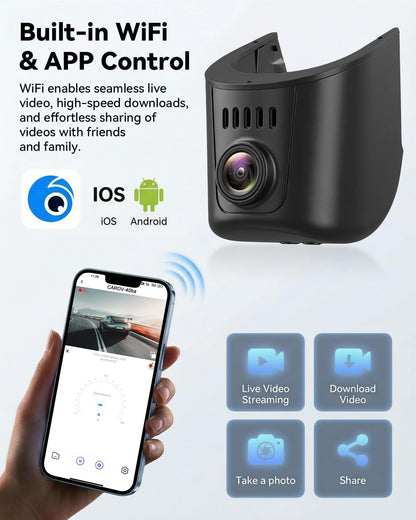 SIXWIN 4K dashcam, compatibel met Audi A4, A6, A3, A5, Q5, S4, S6, Q7, A8, S8, TT, A7, S5, Q3, S3, S7, RS3, RS5, RS6, e-tron, UHD 2160P wifi en app, autocamera, nachtzicht, G-sensor, loop-opname, 150°