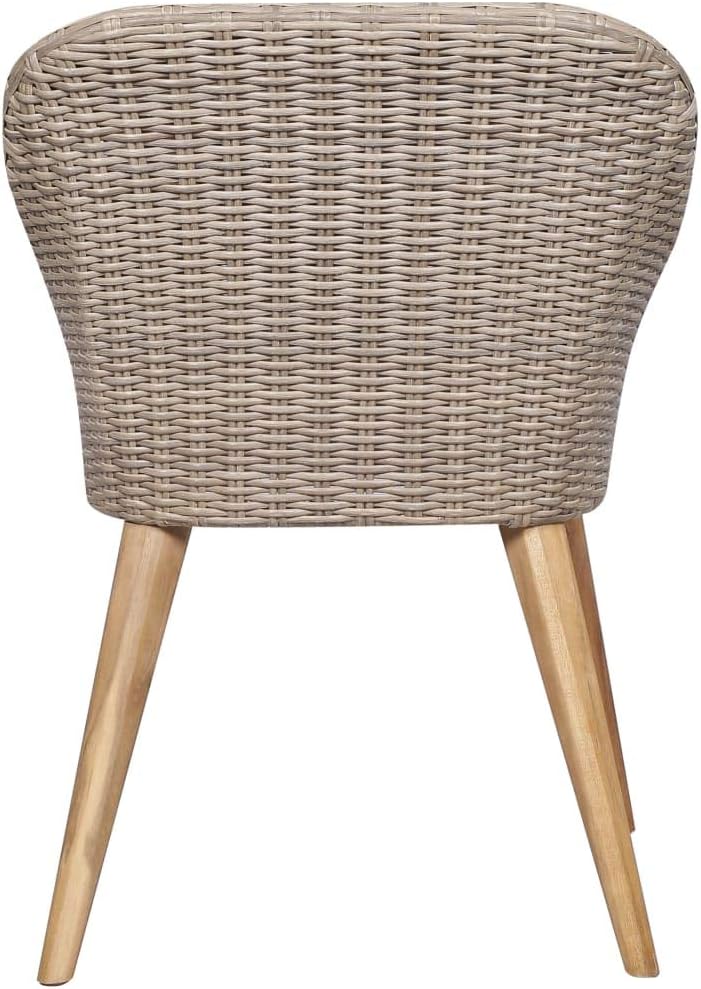 Tidyard garden chair with cushions 2 pieces, chair size: 56 × 60 × 82 cm (W × D × H), removable, washable cushion covers poly rattan brown - QUORE