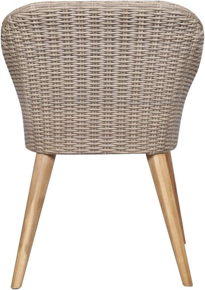 Tidyard garden chair with cushions 2 pieces, chair size: 56 × 60 × 82 cm (W × D × H), removable, washable cushion covers poly rattan brown - QUORE