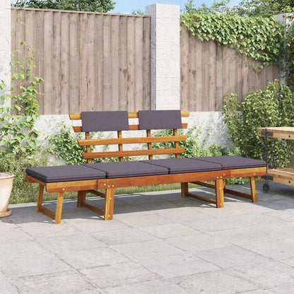 vidaXL Lounger with cushion 2-in-1 190 cm solid acacia wood