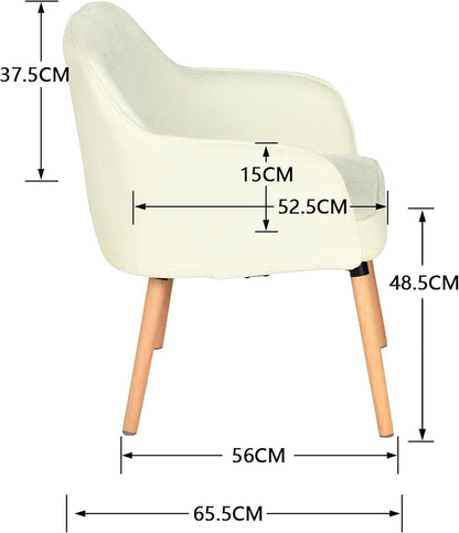 MEUBLE Cosy Eetkamerstoelen, set van 4, comfortabel, van chenille-stof, keukenstoelen met rugleuning en armleuningen, voor keuken en eetkamer, beige