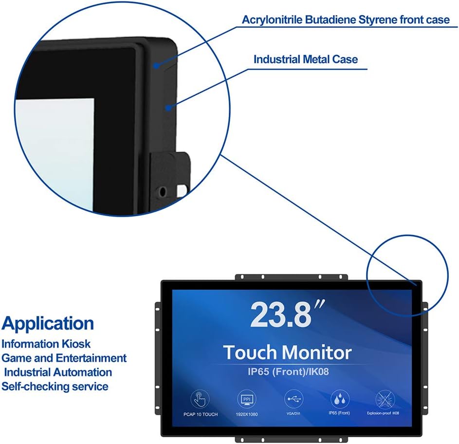 GreenTouch 23,8 Inch 10 Punten Open Frame PCAP Touchscreen Monitor - Industriële Touch Display -16:9 -TFT LCD