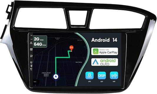 MSD [2G+64G] Autoradio Voor Hyundai I20 (2014-2018) | Android 14 GPS Navigation Radio | CarPlay Android Auto Stuurwiel DAB 4G Dual-Band WiFi DSP Bluetooth | Camera | 2 Din 9 Inch
