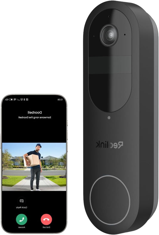 Reolink 2K Wireless Video Doorbell with Battery, 2.4/5GHz Wi-Fi, 150°x150° Visibility, No Monthly Fee, Battery or Wire Powered, People/Vehicle/Package Recognition, Video Doobell (Battery) - QUORE