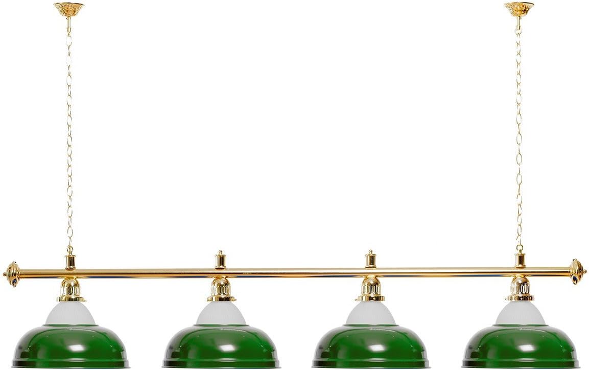 Billiard lamp 4 shades green with glass/golden holder - QUORE