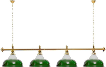 Billiard lamp 4 shades green with glass/golden holder - QUORE