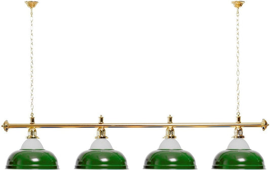 Billiard lamp 4 shades green with glass/golden holder - QUORE