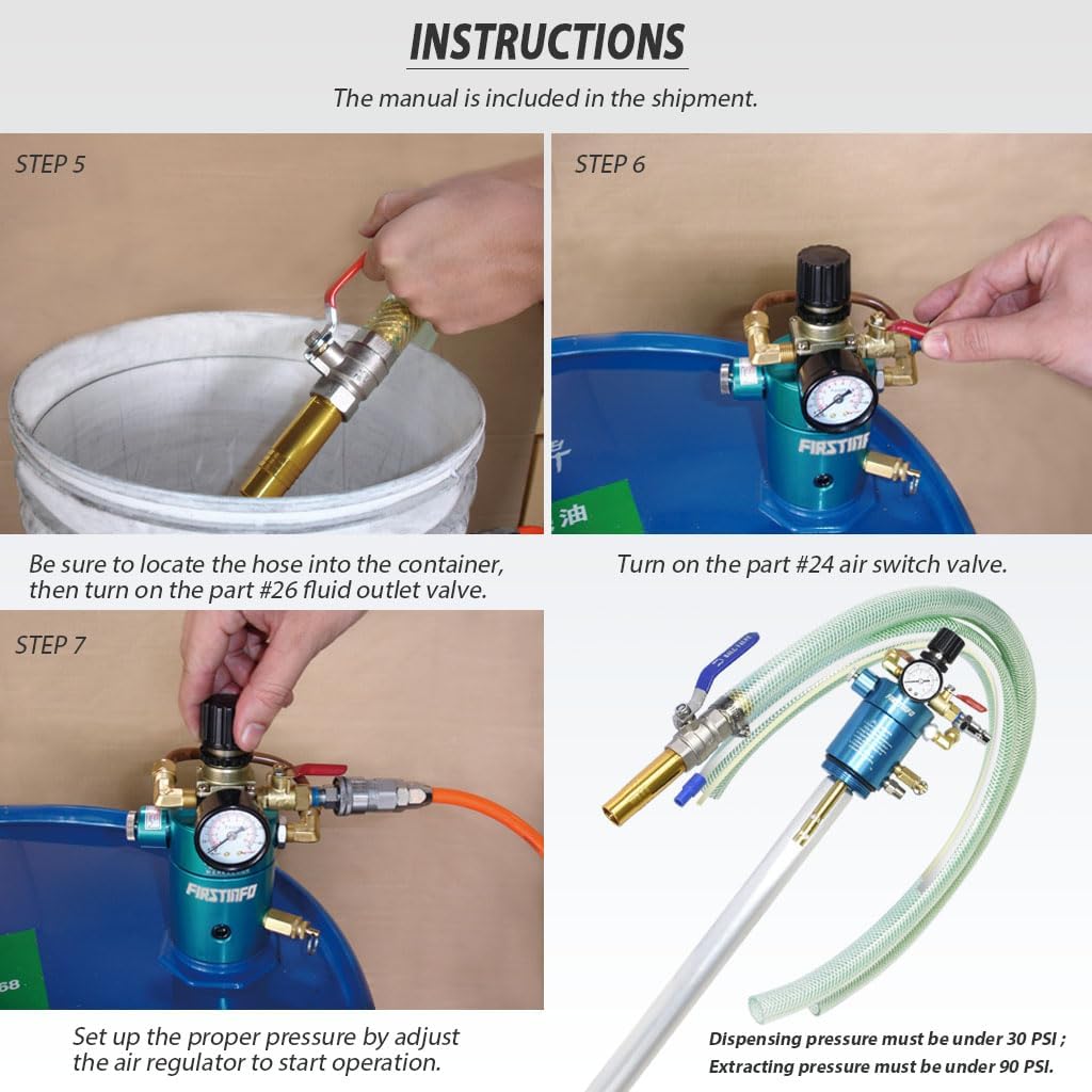 FIRSTINFO 2 Way Extract en Dispense High Flow 200 Liter/50 Gallon Tank pneumatische olie en vloeistof Extractor/Evacuator/Dispenser