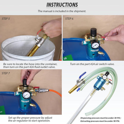 FIRSTINFO 2 Way Extract en Dispense High Flow 200 Liter/50 Gallon Tank pneumatische olie en vloeistof Extractor/Evacuator/Dispenser