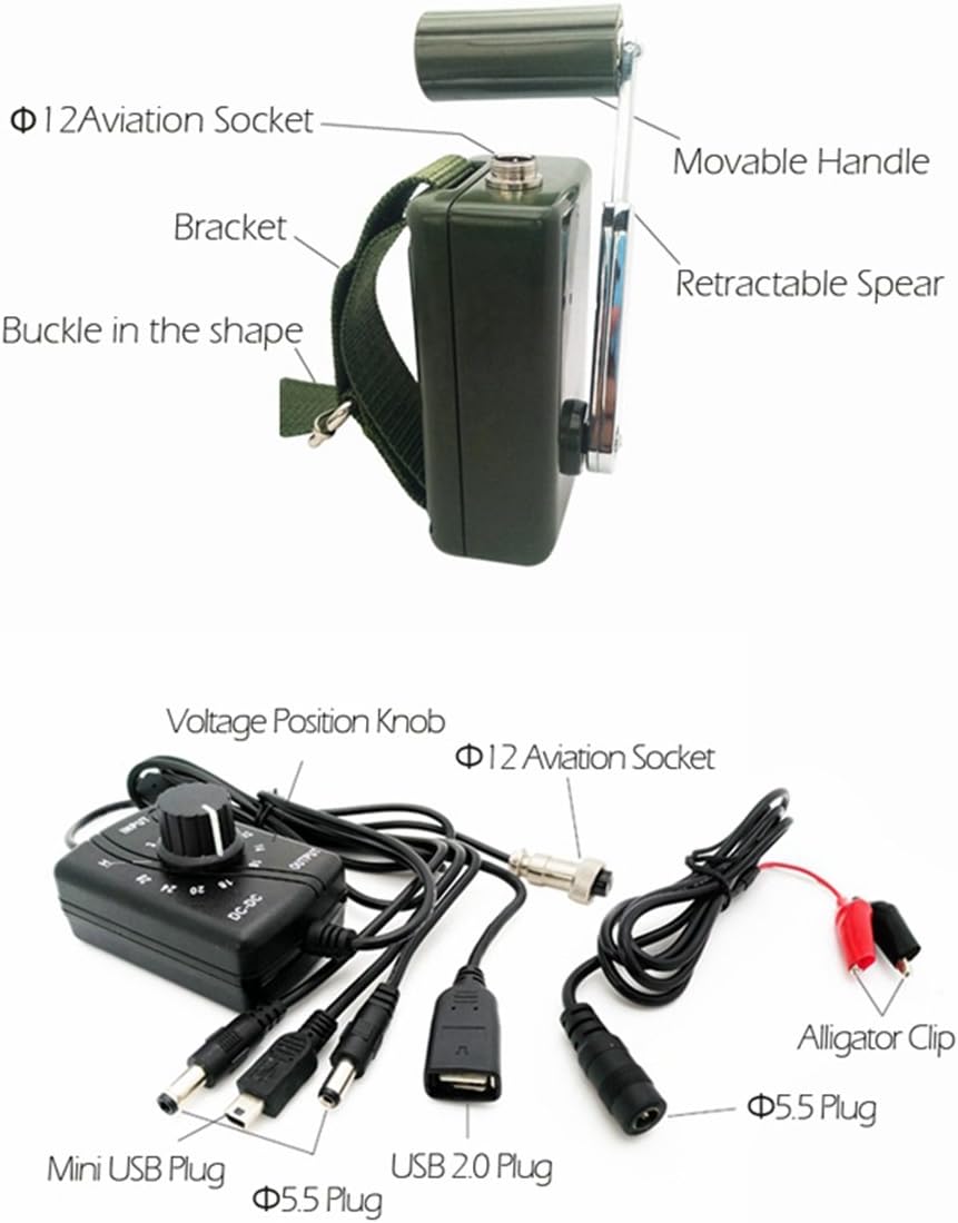 Draagbare handlader voor buiten, 30 W/0-28 V mobiele telefoonoplader met USB-stekker (groene generator + DC-regelaar)
