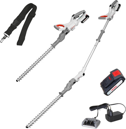IKRA 2in1 heggenschaar zonder kabel ICPH 2050 met telescoopsteel voor hoge heggen, incl. 20V accu, laadstation & schouderriem