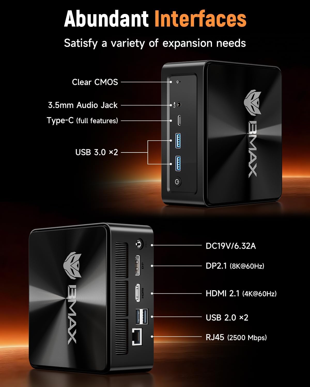 BMAX B8APro Mini PC, AMD Ryzen 7 8745HS (8 Cores, Up to 4.9GHz), 16GB DDR5, 512GB PCIe 4.0 SSD, Radeon 780M Graphics, 8K, Triple Display, TPD 45W, WiFi 6, BT, 2.5G LAN Mini Computer Gaming/Office - QUORE