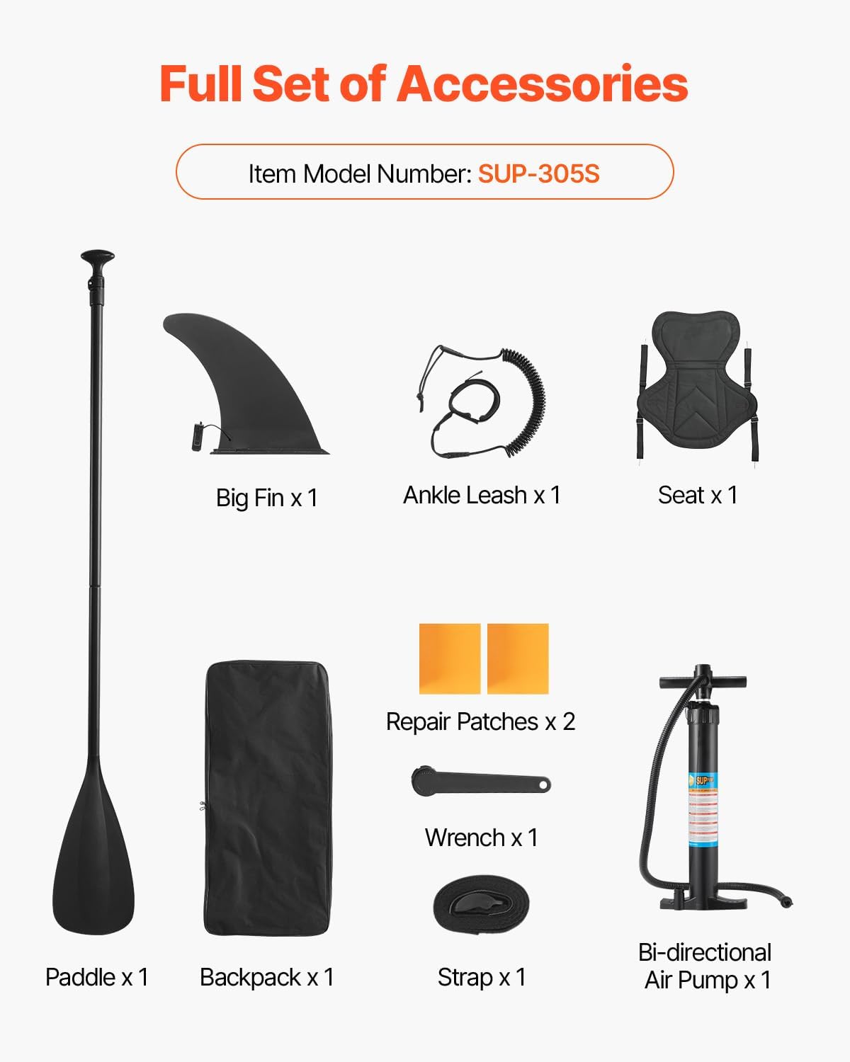VEVOR Opblaasbaar peddelboard met zitting 304,8 x 83,8 x 15,2 cm ultralicht SUP-paddleboard met accessoires, pomp, peddel, vin, rugzak, enkelriem, voor jongeren en volwassenen