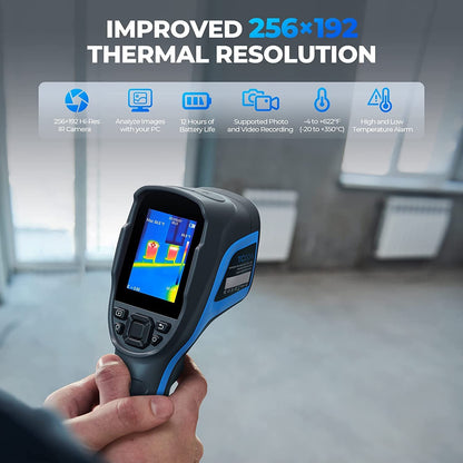 TOPDON TC004 Warmtebeeldcamera, 320 x 240 TISR, hoge resolutie, professionele infrarood thermocamera met pc-analyse en video-opname, 16 GB micro-SD-kaart, batterijduur van 12 uur