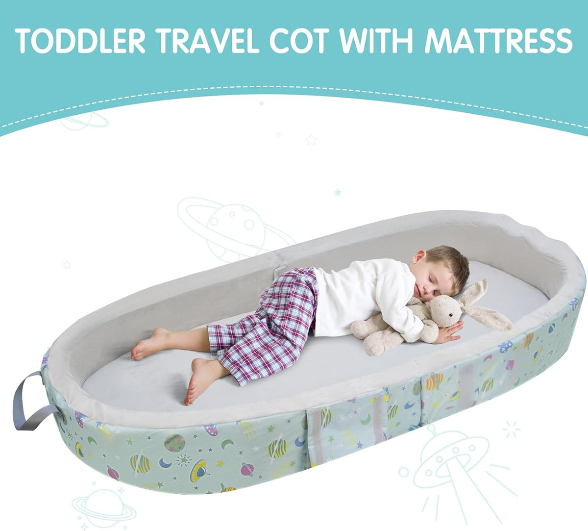 Draagbaar waterdicht reisbedje, opvouwbaar reisbed met matras, babyreiswieg voor baby's, kinderen en peuters, wasbaar laken inbegrepen, voor kamperen en reizen