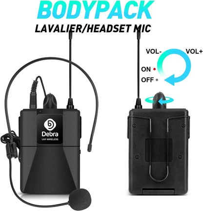 Draadloze microfoonset – Microfoonsysteem – UHF microfoonset – Draadloos microfoonsysteem – Karaoke microfoonset – 8-Kanaals Set Met 4 Handmicrofoons En 4 Bodypack Zenders – Metalen Ontvanger Met Squelch-Circuit