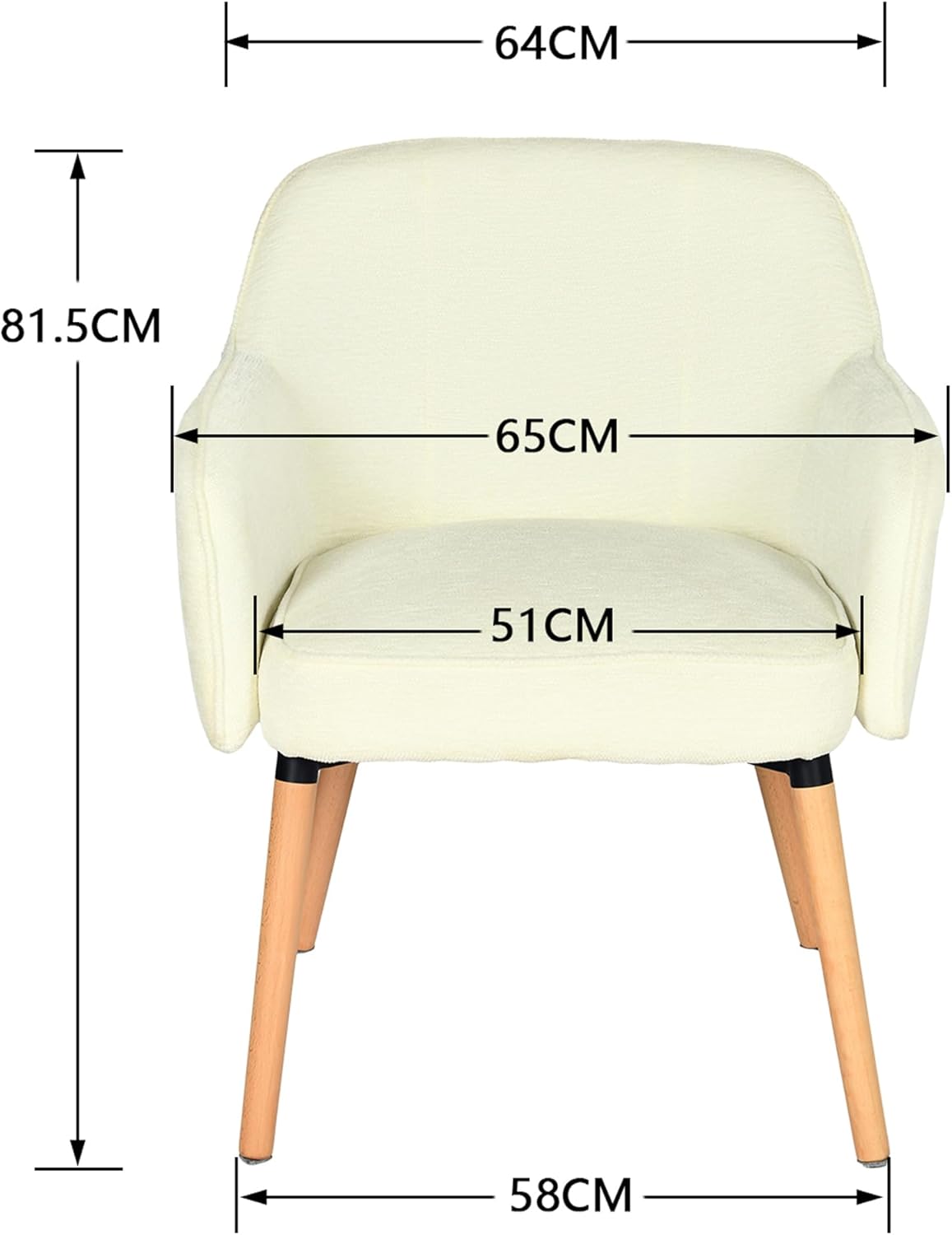 MEUBLE Cosy Eetkamerstoelen, set van 4, comfortabel, van chenille-stof, keukenstoelen met rugleuning en armleuningen, voor keuken en eetkamer, beige