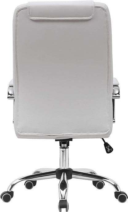 Gardenia Bureaustoel van xenon-kunstleer, verchroomd, wit, 59 x 67 x 105/113