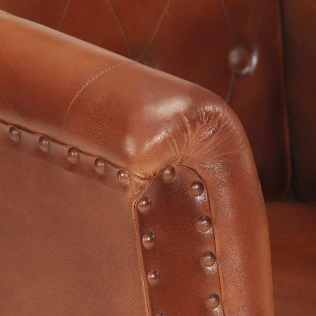 Armchair Brown Genuine Leather Lounge Chair TV Chair Recliner Chair Office Chair for Bedroom Living Room Study Office