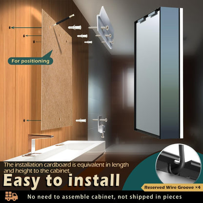 KWW LED Illuminated Bathroom Medicine Cabinet with Sockets and USBs, Dimmable, 3 Colors Light Makeup Mirror, Easy to Install, Wall Mounted Cabinet (Left Hinge - 20x28) - QUORE
