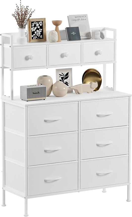 Ladekast – Opbergkast – Commode – Dressoir – Kledingkast – Wit – 9 Lades – Verstelbare Pootjes