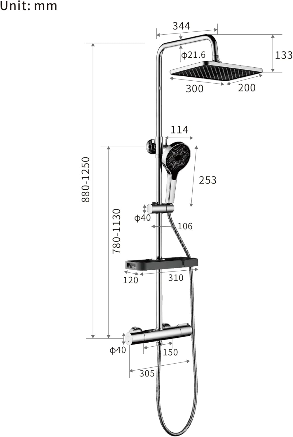 Douchethermostaat – Douche Set – Regendouche – Handdouche – Doucherail – 360° Draaibaar – Thermostaatkraan Met Geheugenfunctie – Roestvrijstalen Kompleet Systeem Chroom