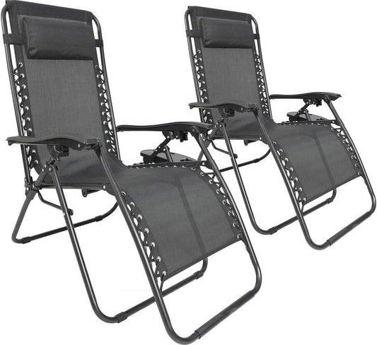 Tuinstoel Set 2 – Relaxstoel – Loungestoel – Tuinstoel – Verstelbare Tuinstoel – Zero Gravity Comfort – Stevig Stalen Frame – Opvouwbaar & Weerbestendig