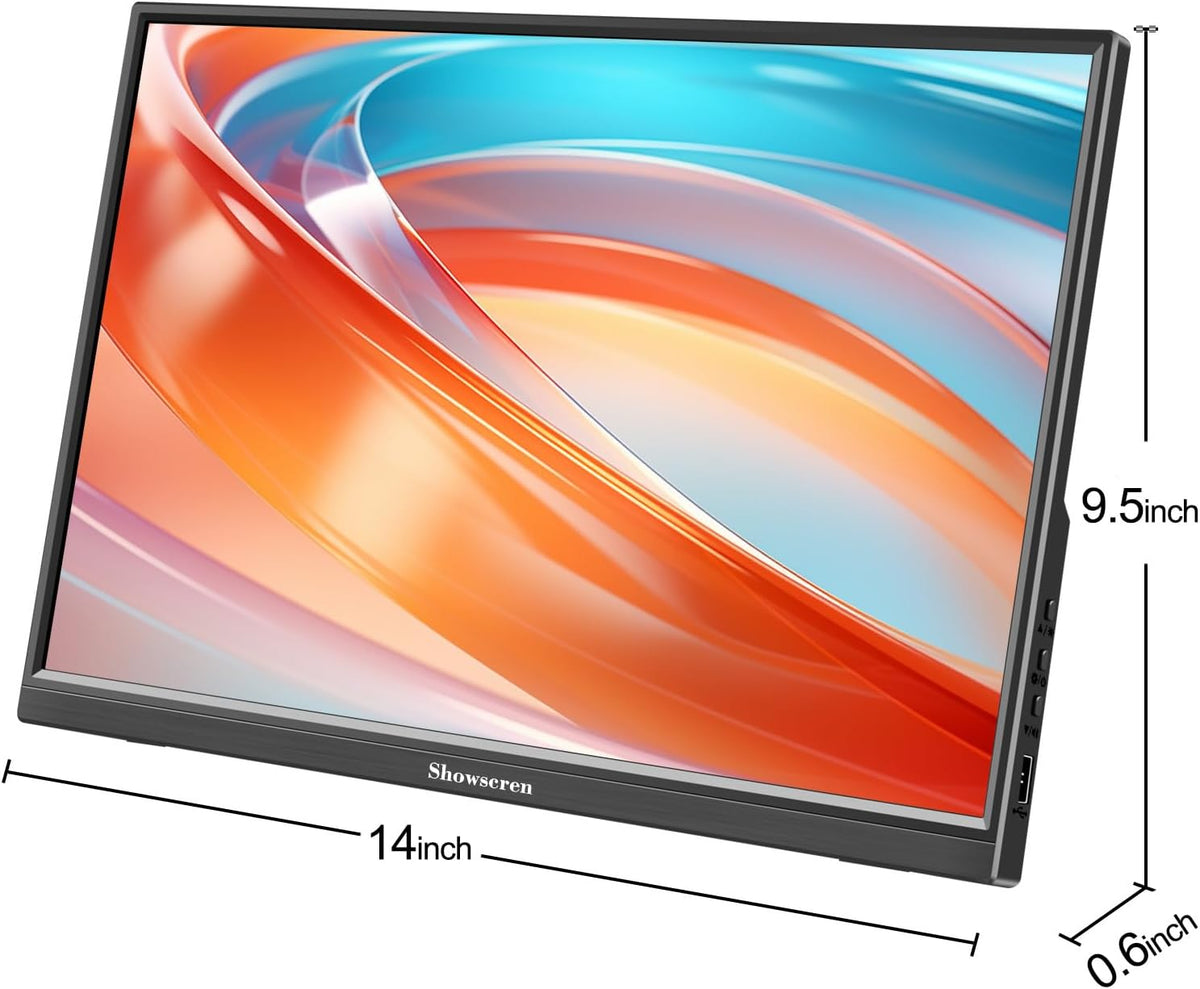 16 Inch Portable Monitor, Full HD Display, 1920 x 1200p, 300cd/Brightness, IPS 60Hz LCD Panel, 100% RGB, Built-in Speaker, Portable HDMI USB C Monitor for PC, Laptop - QUORE