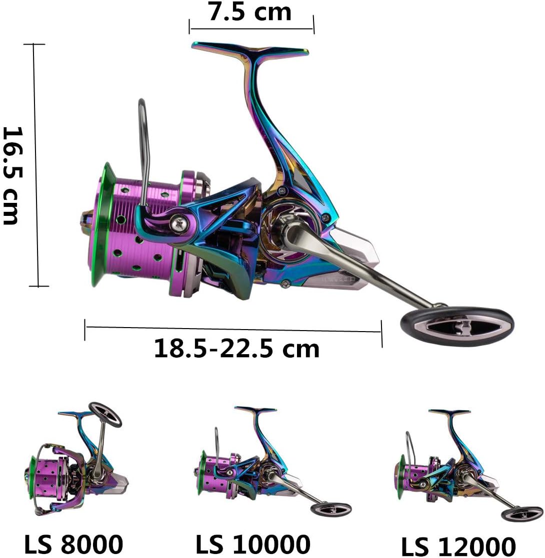Diwa Spinning Visserijmolens 70 LBS Max Drag Power 18+1 Roestvrij BB Metal Body Casting Visserijwiel 8000 10000 12000 Spool Series Zoetwater Zoutwater Big-Game Surf Ultra Smooth Spinning Reel