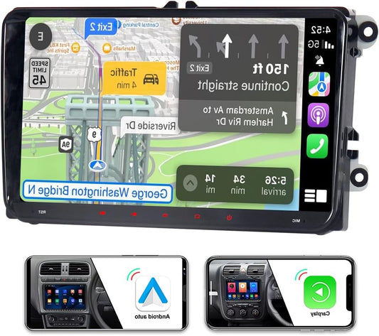 Car Radio for VW Golf 5 6 Polo Skoda Seat Passat Android 14 2+32GB 9 inch screen Car Radio Stereo Sat NAV Carplay Android Car Bluetooth FM - QUORE