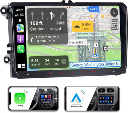 Android 14 Autoradio – Navigatiesysteem – Car Stereo – Touchscreen Radio – Bluetooth Radio – 9 Inch Scherm – Draadloze CarPlay & Wifi