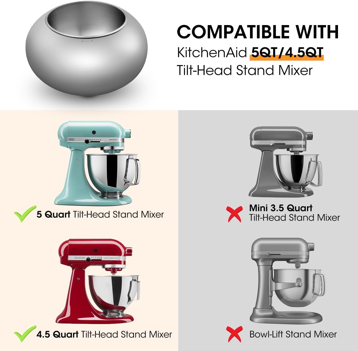 Aieve Snack Coater Compatible with KitchenAid Tilt-Head Stand Mixer for Making Chocolate Covered Almonds, Pistachio, Peanut, Freeze-Dried Strawberry, Raisins, Macadamia Nuts, Blueberry