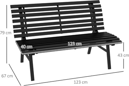 Outsunny 2-Sitzer Garden Bench Alu, wetterfest Sitzbank, UV-Resistant Gartenmöbel mit Lamellen-Design, Parkbank 240 kg load bar, Balcony Bench for Balcony Terrasse, Garten, 123x67x79 cm, Grau