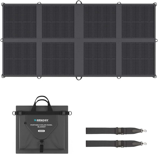 Renogy Opvouwbaar zonnepaneel, 200 W, N-type 25% hoog rendement, lichtgewicht, draagbaar, opvouwbaar zonnepaneel voor net-onafhankelijke outdoor-activiteiten, SUV, camper, marine, camping, IP65