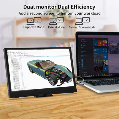 Portable Monitor 11.6 Inch HD IPS – USB-C & HDMI Second Screen for Laptop, Mac and PC, Lightweight External Monitor for Work, Travel and Home Office - QUORE
