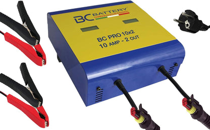Oplader 12V Batterijen – Acculader – Batterijoplader – Accu Onderhoudsapparaat – Accu Conditioner – Dubbele Uitgang 10A – 8 Automatische Laadcycli