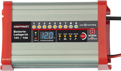 12V Acculader – Batterijlader – Oplader – Auto Acculader – Loodzuur Acculader – 10A Laadstroom – Campingfunctie & Nachtmodus
