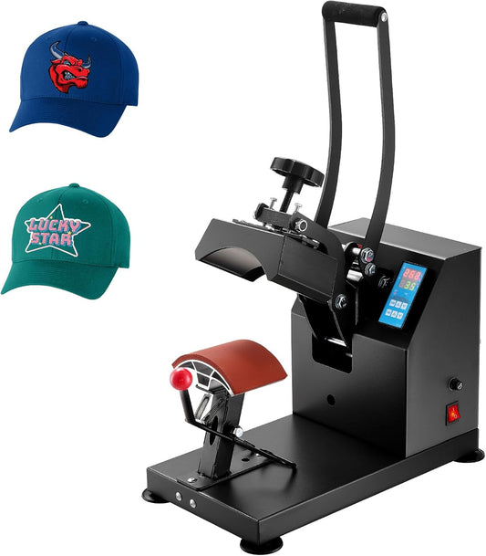 VEVOR Hoed Heat Press 5,5 x 3,5 inch Warmtepers Machine 600 W Professionele Hoed Warmtepers Machine voor Hoeden Caps Transfer Press Warmte met 12000 Uur Levensduur Digitale LCD-Timer en Temperatuurregeling