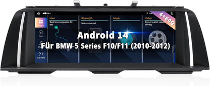 Android 14 autoradio met 10,25 inch touchscreen voor BMW 5-serie F10/F11 (2010-2012) – draadloos CarPlay/Android Auto, OEM-onderdelen, IPS HD-scherm, GPS, Mirror Link, alleen CIC-systeem
