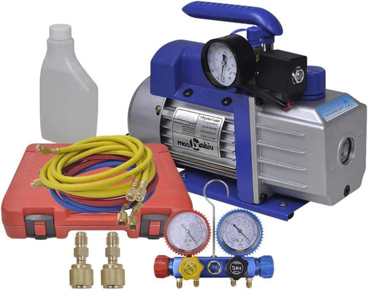 Vacuümpomp – Vacuum Pump – Vacuüm Pomp – Single-Stage Pomp – Verdeelstuk Pomp – 250W Motor – 4-weg Verdeelstuk met Drukmeter