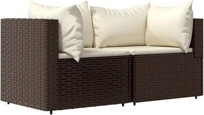 3 Piece Garden Lounge Set with Cushion, Lounge Set Lounge Set Balcony Garden Lounge Garden Furniture Sets Brown Poly Rattan 319747 - QUORE