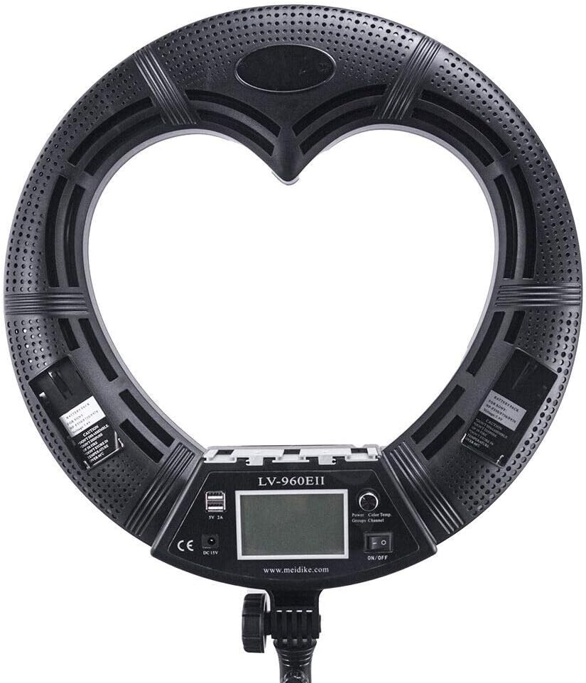LV-960EII 96W LCD-scherm dimbaar 3200K-5500K hartvormig LED-ringlicht met afstandsbediening & 3 hot shoe voor YouTube-camera Smartphone Portret Selfie Video Studio