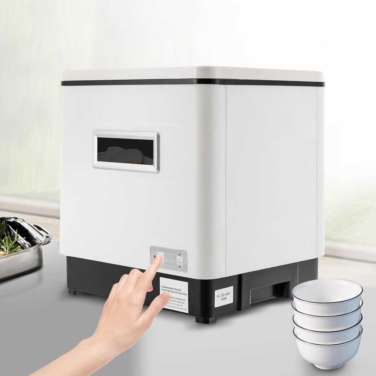 Mini dishwasher, table dishwasher, small dishwasher, stainless steel, dishwasher, freestanding dishwasher, 1500 W, 220 V, suitable for rinsing crockery and cutlery
