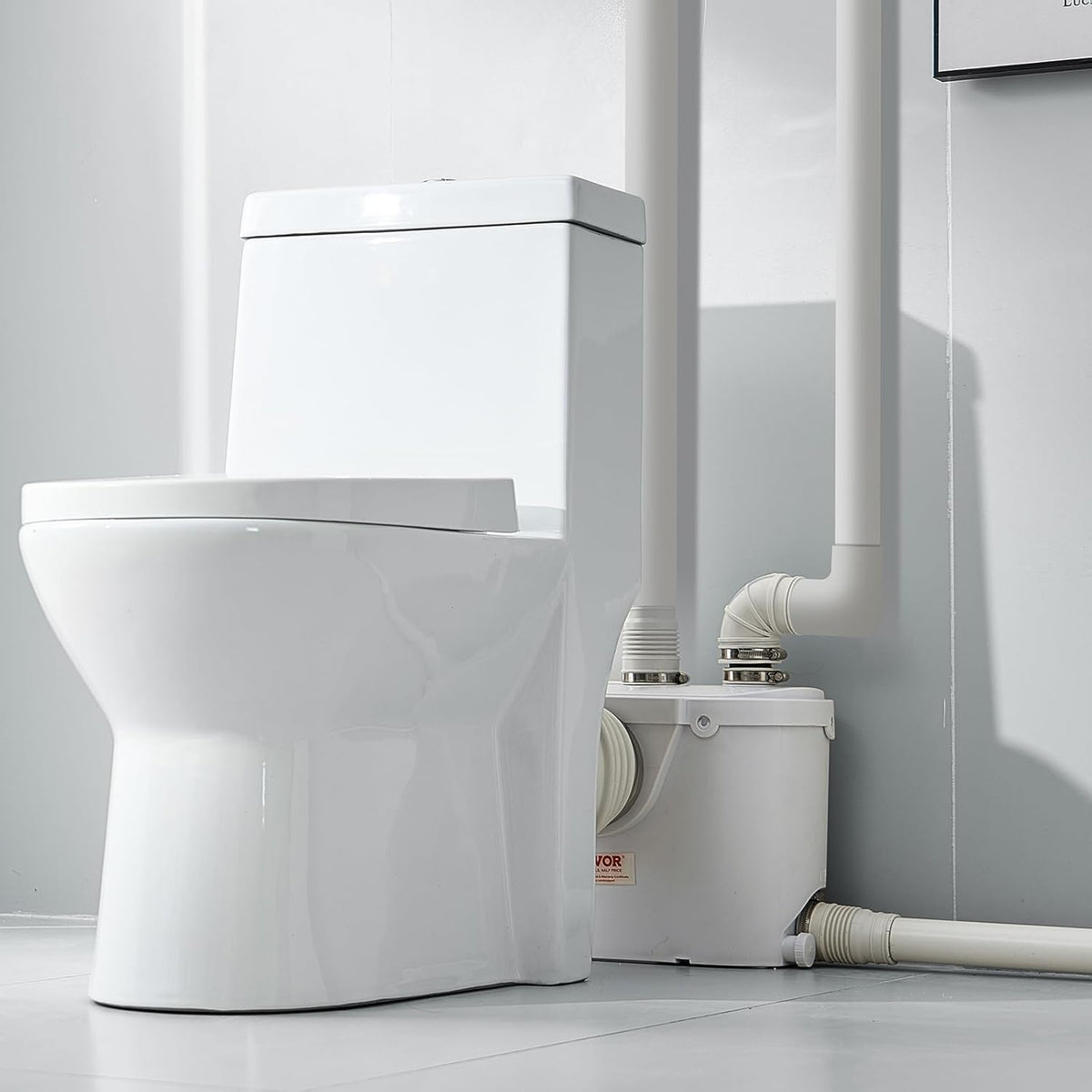 VEVOR 500 W Toilet Reducer Pump 8 m with 4 Water Inputs, Wastewater Drainage Machine for Toilet, Basement, Shower, Washbasin, Laundry