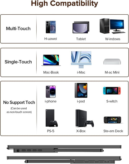 Newsoul Portable Monitor Touch Screen 15.6 Inch Portable Screen Mat - QUORE
