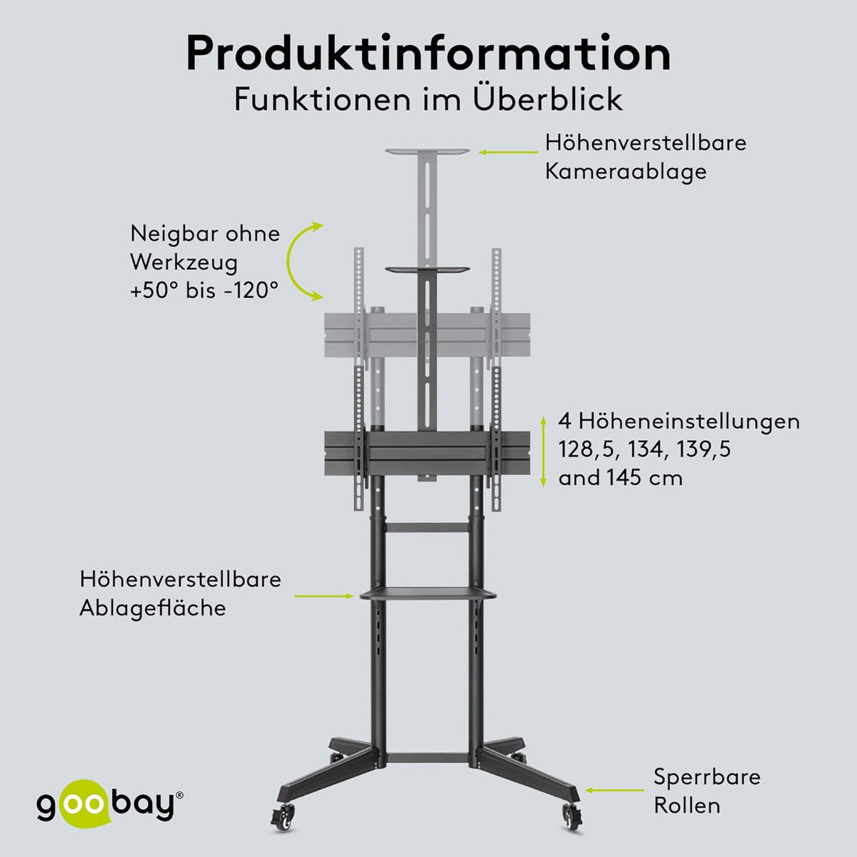 Goobay 59508 Support Pour Téléviseur 177,8 cm (70") Noir