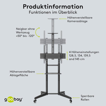 Goobay 59508 Support Pour Téléviseur 177,8 cm (70") Noir