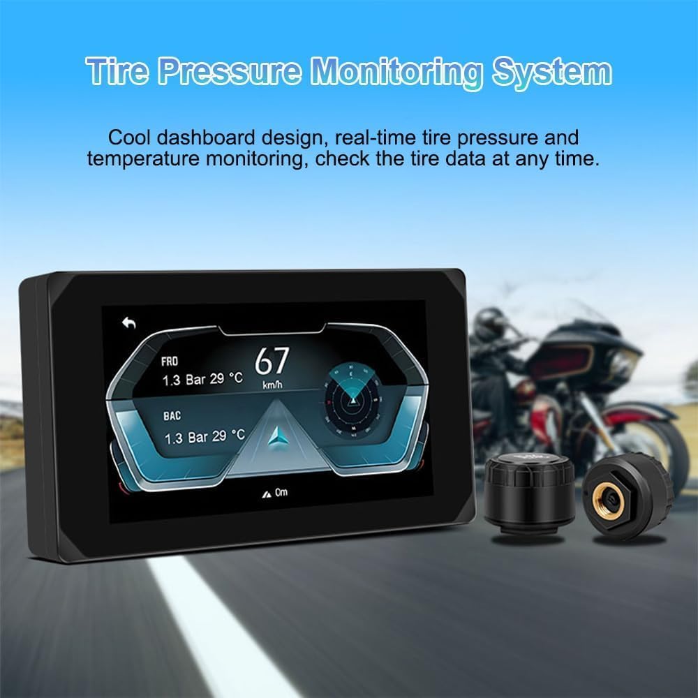 Motorfiets Carplay Scherm – Motorrijders Display – Navigatiesysteem – Touchscreen Monitor – Multimedia Interface – Draadloos CarPlay & Android Auto – 5 Inch HD IPS Scherm – Waterdicht IP65 Met Dubbele 1080P Camera’s