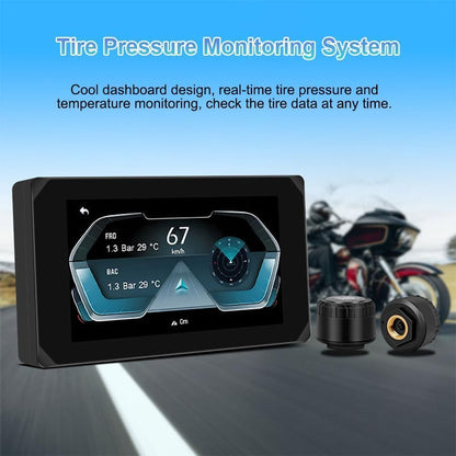 Motorfiets Carplay Scherm – Motorrijders Display – Navigatiesysteem – Touchscreen Monitor – Multimedia Interface – Draadloos CarPlay & Android Auto – 5 Inch HD IPS Scherm – Waterdicht IP65 Met Dubbele 1080P Camera’s