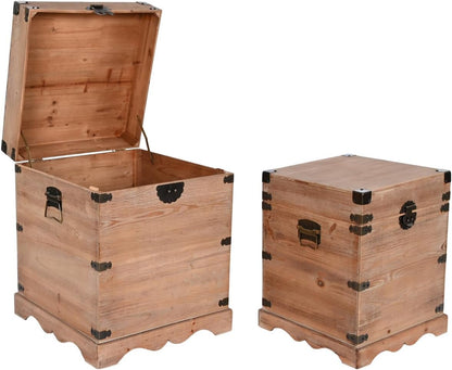 Baul Set van 2 sparren metaal 48 x 48 x 61 rustieke natuur
